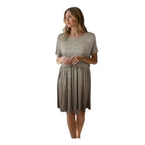 FOREVER ROSE COUTURE CREAM/BEIGE GRAY MARBLED DRESS SZ.L EUC.